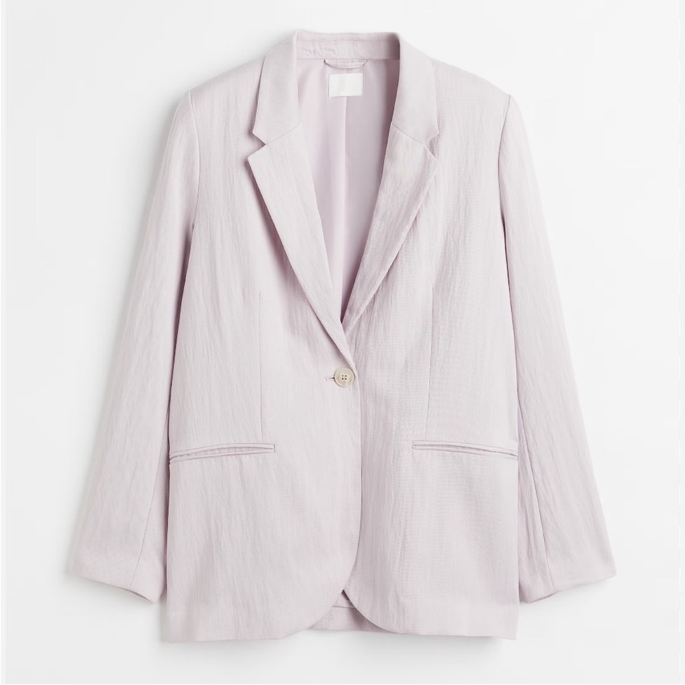 H&M Purple Blazer with Notched Lapels and Tailored Fit